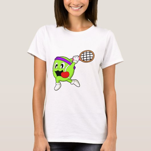 Tennisbal met Tennis racket T-shirt (Voorkant)
