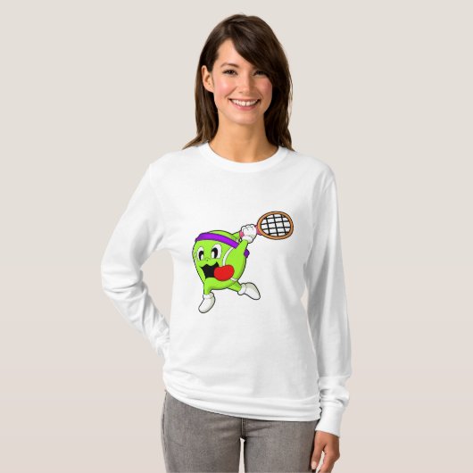 Tennisbal met Tennis racket T-shirt (Voorkant volledig)