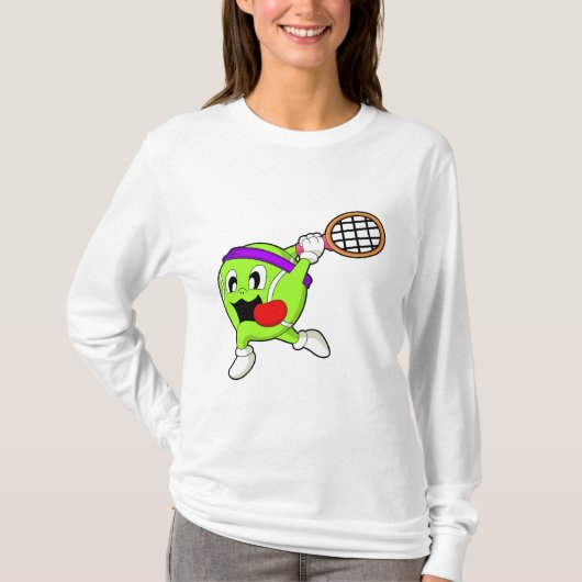 Tennisbal met Tennis racket T-shirt (Voorkant)