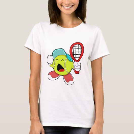 Tennisbal met Tennis racket T-shirt (Voorkant)