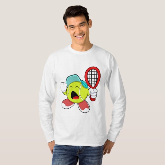 Tennisbal met Tennis racket T-shirt (Voorkant volledig)