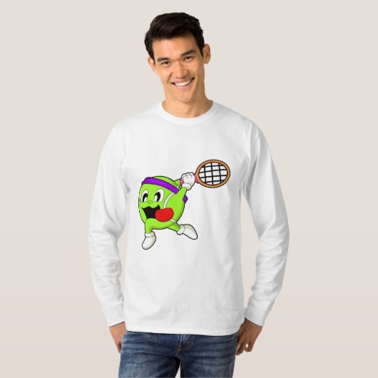 Tennisbal met Tennis racket T-shirt (Voorkant volledig)