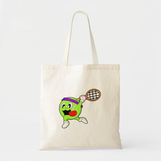 Tennisbal met Tennis racket Tote Bag (Voorkant)