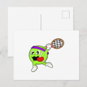 Tennisbal met tennisracket briefkaart (Voorkant / Achterkant)