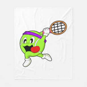 Tennisbal met tennisracket fleece deken