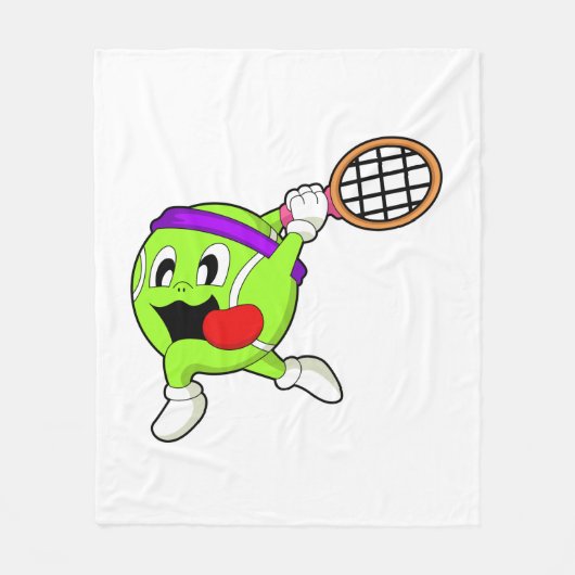 Tennisbal met tennisracket fleece deken (Voorkant)