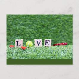 Tennisbal met Valentijn van LOVE-hout Feestdagenkaart