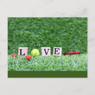 Tennisbal met Valentijn van LOVE-hout Feestdagenkaart