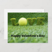 Tennisbal met Valentijnsdag, racket en liefde Briefkaart (Voorkant / Achterkant)
