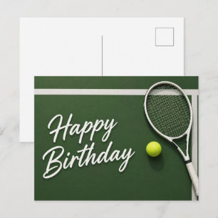 Tennisbal met Verjaardag op het veld Briefkaart