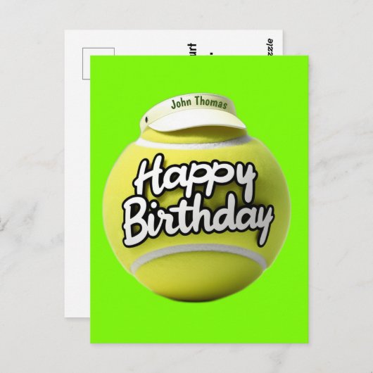 Tennisbal met verjaardagswensen met zonneklep briefkaart (Voorkant / Achterkant)