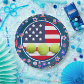 Tennisbal met vlag van Amerika 4th Juli Feest Papieren Bordje (Feest)