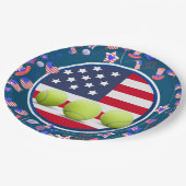 Tennisbal met vlag van Amerika 4th Juli Feest Papieren Bordje (Gekanteld)