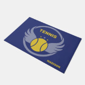 Tennisbal met vleugels en eigen naam deurmat (Schuin)