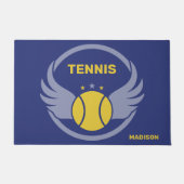 Tennisbal met vleugels en eigen naam deurmat (Voorkant)