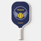 Tennisbal met vleugels en eigen naam pickleball paddle (Achterkant)