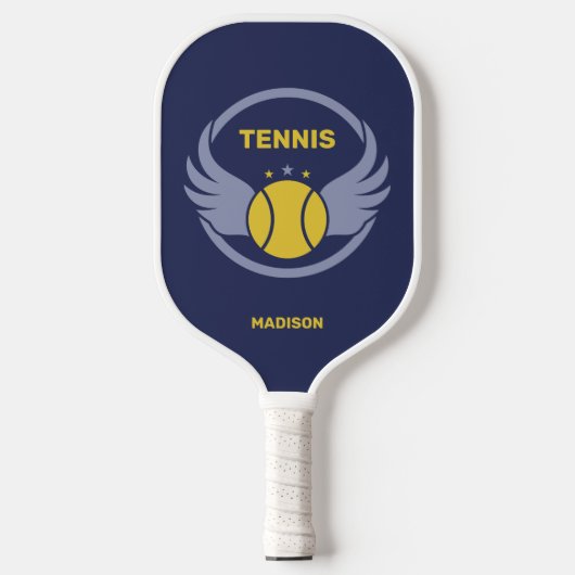 Tennisbal met vleugels en eigen naam pickleball paddle (Voorkant)