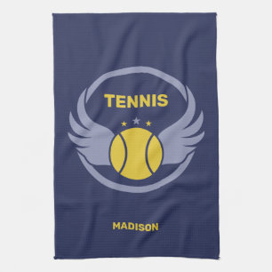 Tennisbal met vleugels en eigen naam theedoek