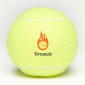 Tennisbal met vuur Logo aangepaste naam Tennisballen (Voorkant)