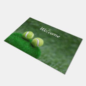 Tennisbal op groen gras deurmat (Schuin)