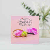 Tennisbal op roze voor Tennis Moeder Moederdag Kaart (Staand voorkant)