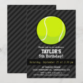 Tennisbal op zwart & donkergrijze strepen kaart (Voorkant / Achterkant)