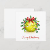 Tennisbal Prettig Kerstfeest Feestdagenkaart (Voorkant / Achterkant)