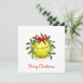 Tennisbal Prettig Kerstfeest Feestdagenkaart (Staand voorkant)