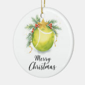 Tennisbal Prettig Kerstfeest Keramisch Ornament (Links)