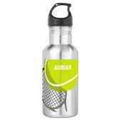 Tennisbal & Racket Personalized Waterfles (Voorkant)