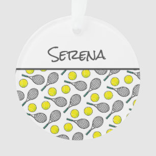 Tennisbal Racquet Patroon Sportspeler NAAM Ornament