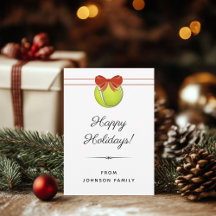 Tennisbal Rode Strik Kerstkaart
