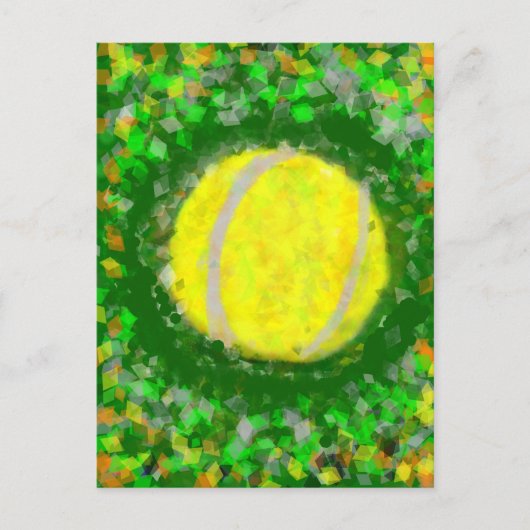 Tennisbal rust op het gras briefkaart (Voorkant)