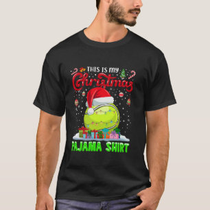 Tennisbal Santa Hat Kerstverlichting Grappige Spor T-shirt