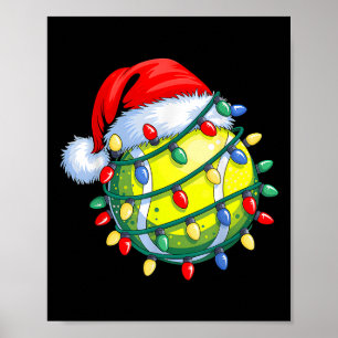 Tennisbal Santa Hat Mannen Vrouwen Kerst Tennis X Poster