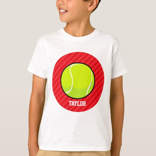 Tennisbal; Scarlet Red Stripes T-shirt (Voorkant)