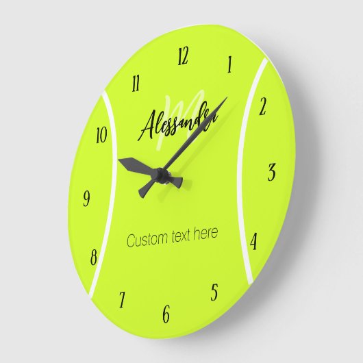 Tennisbal Speler Naam Monogram Grote Klok (Hoek)