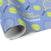 Tennisbal Sport Spelletjes Verjaardag Naam Cadeaupapier (Rol Hoek)