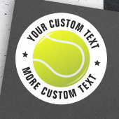 Tennisbal sticker met aangepaste tekst