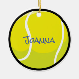 Tennisbal Team Speler Coach Geel Sport Fun Keramisch Ornament