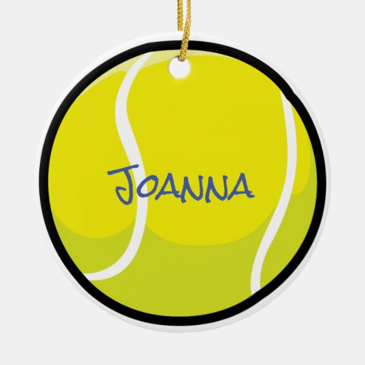 Tennisbal Team Speler Coach Geel Sport Fun Keramisch Ornament (Voorkant)