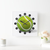 Tennisbal | Tijd voor de sport Vierkante Klok (Huis)