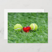 Tennisbal Valentijnsdag met hart Feestdagenkaart (Voorkant / Achterkant)
