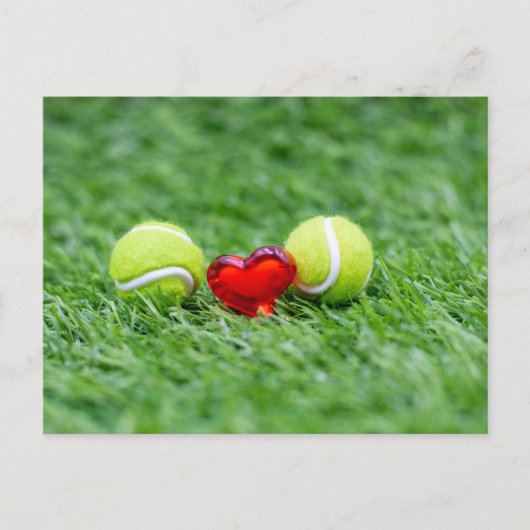 Tennisbal Valentijnsdag met hart Feestdagenkaart (Voorkant)