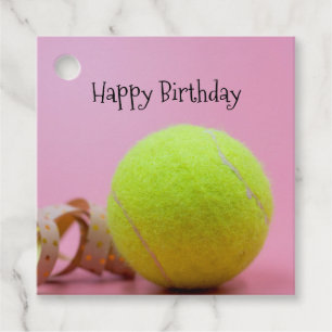 Tennisbal verjaardag met racket verjaardag bedankjes labels