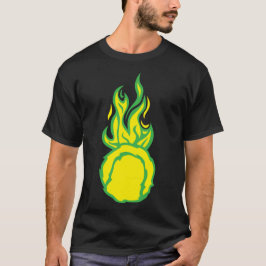 tennisbal vlam brand vuur cartoon tekening t-shirt