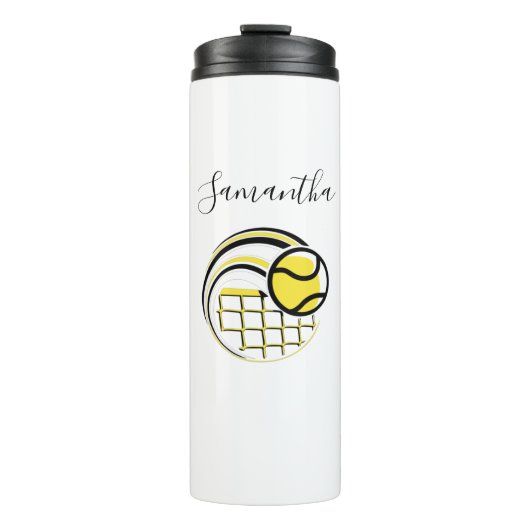 Tennisbal Vliegen Over het Net Gepersonaliseerde S Thermosbeker (Voorkant)