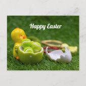 Tennisbal voor paasvakantie met tenniseieren feestdagenkaart (Voorkant)