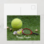 Tennisbal voor paasvakantie met tenniseieren feestdagenkaart (Voorkant / Achterkant)
