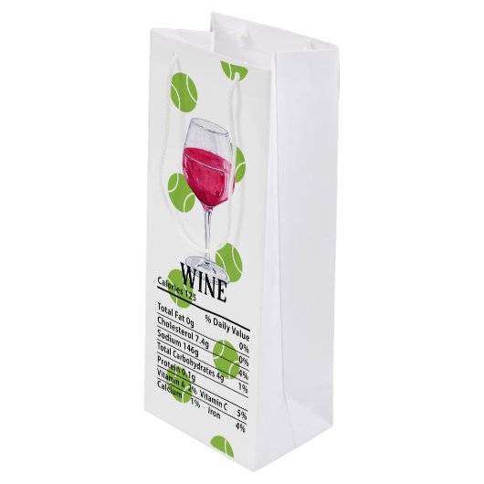 Tennisbal voor wijnliefhebbers met voeding wijn cadeautas (Voorkant Gekanteld)